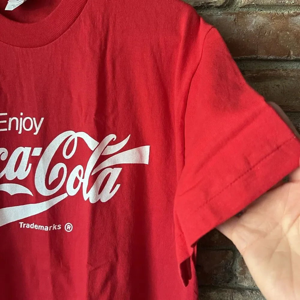 Vintage Coca Cola Shirt Medium Made in USA 90's Single Stitch Hanes Heavy Weight